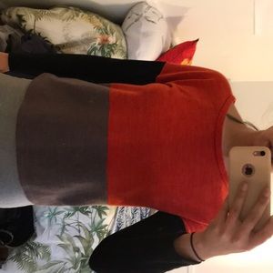 Orange brown and black sweater